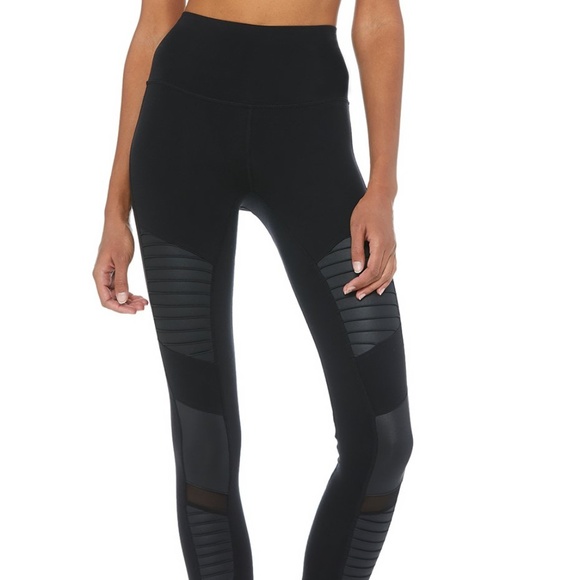 ALO Yoga Pants - ALO Yoga High-Waist Moto Leggings (Black)